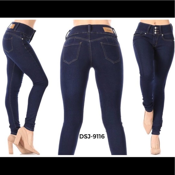 new Diva Star Colombian push up dark blue skinny jeans - Picture 1 of 5